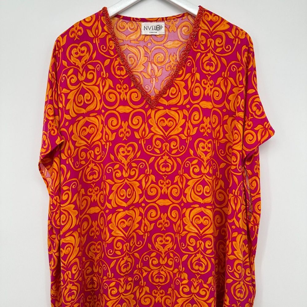 Nvelop‎ Sun Block Cover Up Top One Size 50+ UV Protection Boxy Beaded Beach Swim - Picture 3 of 12